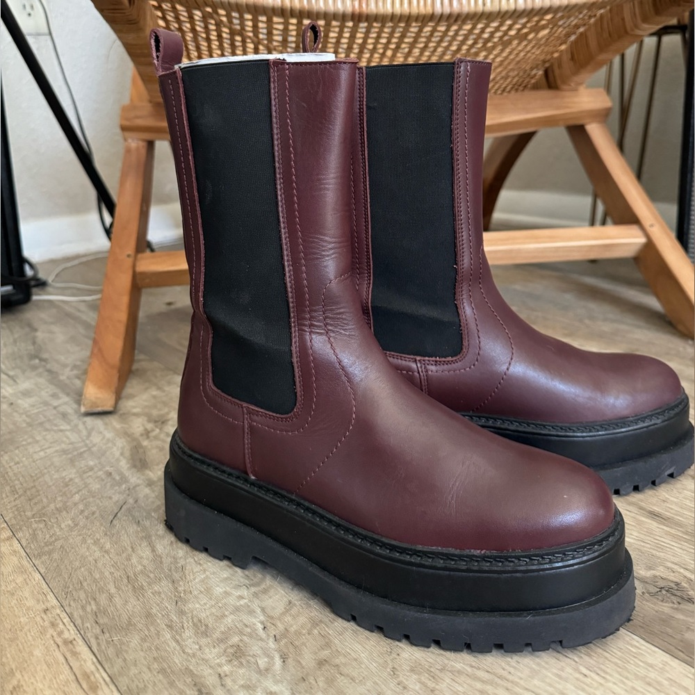 Mango platform chelsea boots genuine leather size 38 (7.5)